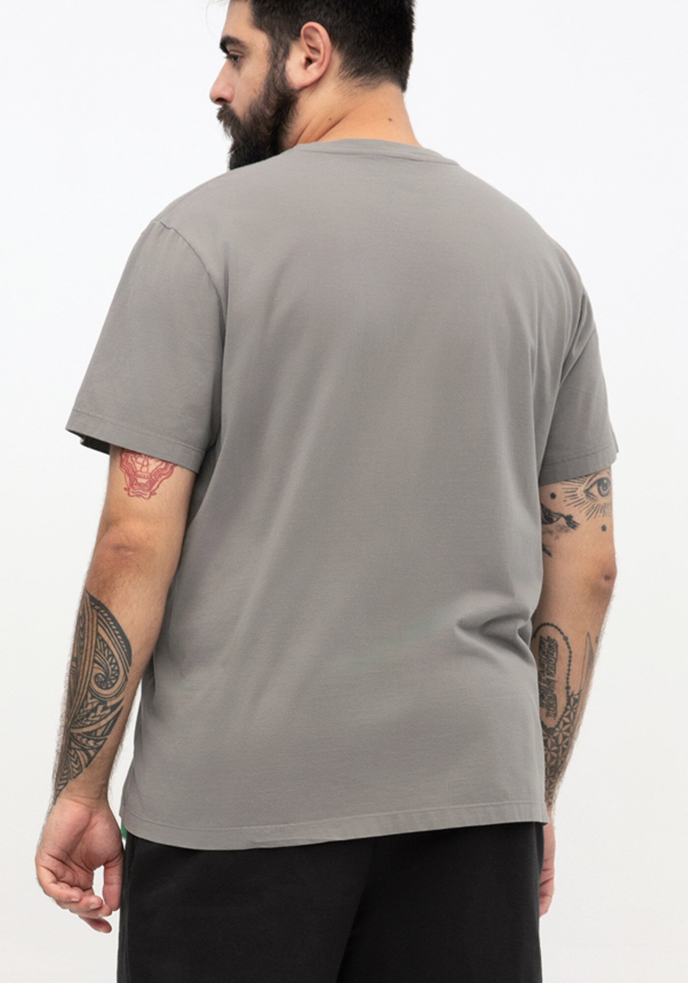 Camiseta Masculina Big & Tall em Malha Estampada, CINZA, large.