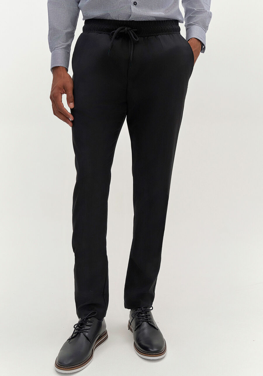 Calça Masculina Reta em Tecido Alfaiataria, PRETO REATIVO. Calça Masculina Reta em Tecido Alfaiataria, PRETO REATIVO, large.