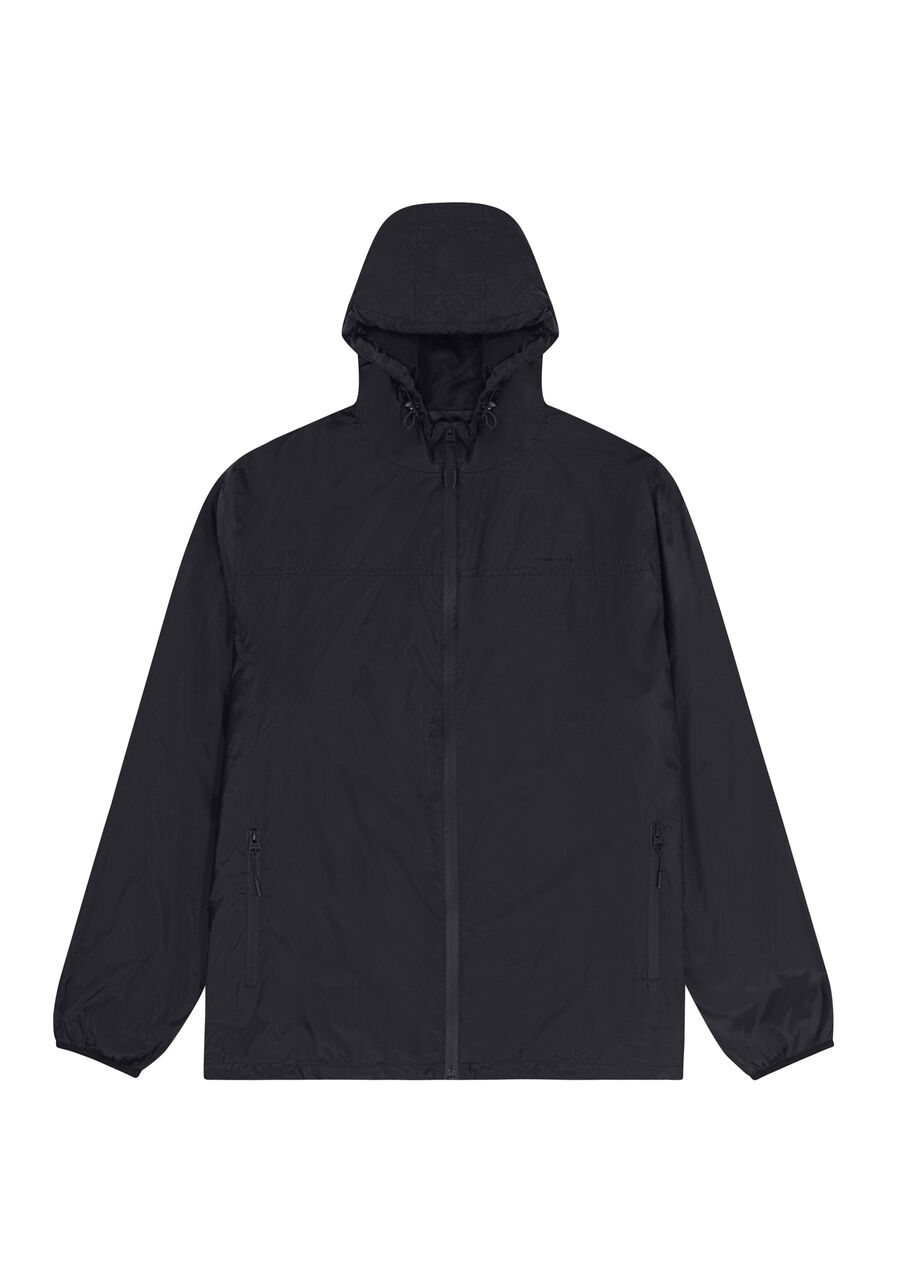 Jaqueta Em Tecido De Poliamida Com Capuz E Zíper Big & Tall, PRETO REATIVO. Jaqueta Em Tecido De Poliamida Com Capuz E Zíper Big & Tall, PRETO REATIVO, large.