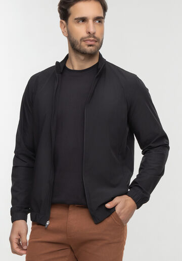 Jaqueta Leve Com Zíper E Gola, PRETO. Jaqueta Leve Com Zíper E Gola, PRETO, large.