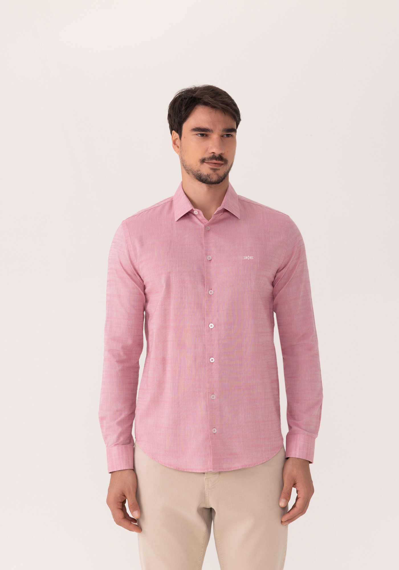 Camisa De Mangas Longas Slim Fit Em Algod&atilde;o Leve, BORDO WITCH, large.