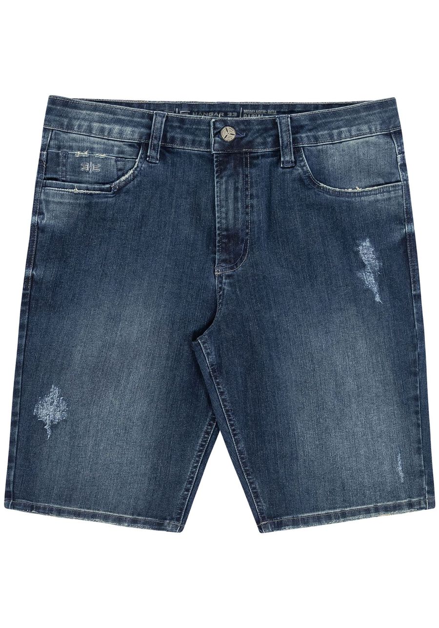 Bermuda Jeans Masculina Reta com Bolso Celular, JEANS, large.