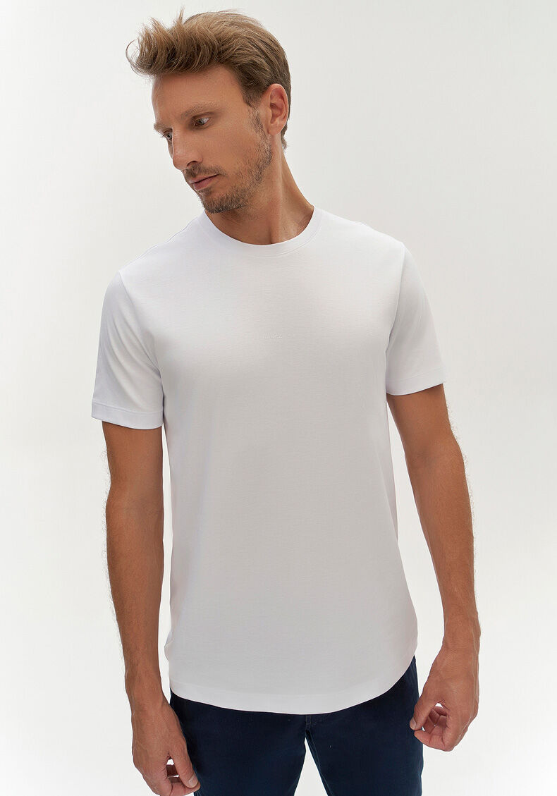 Camiseta Masculina em Malha Gold com Gola Redonda, BRANCO, large.