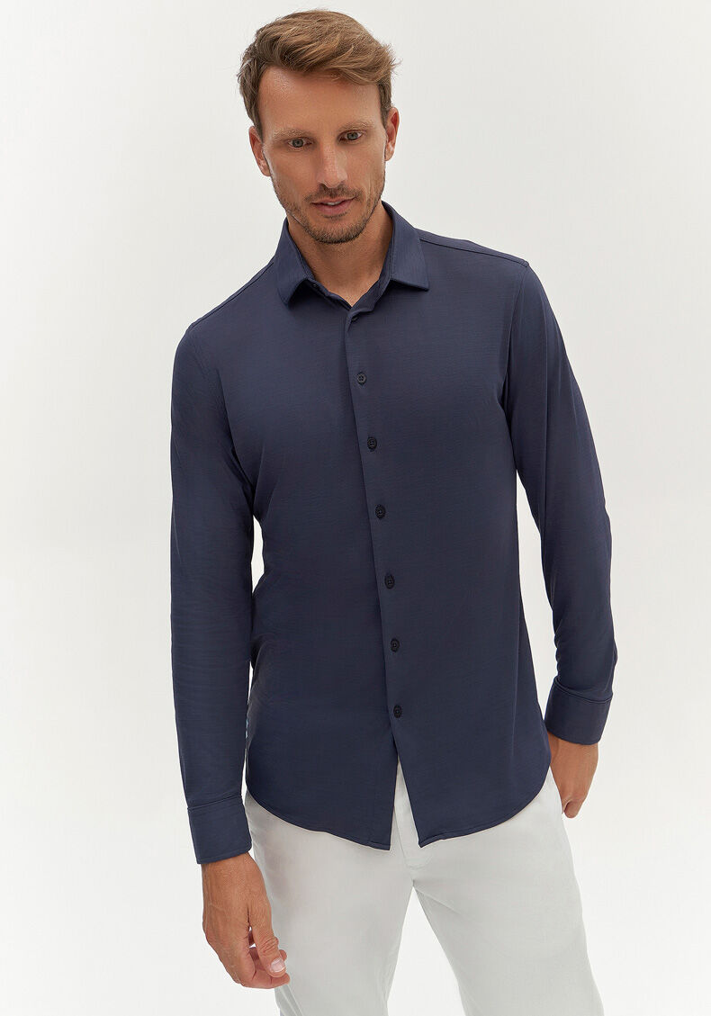 Camisa Masculina Slim Fit Com Mangas Longas E Prote&ccedil;&atilde;o Solar, MARINHO ACTION, large.