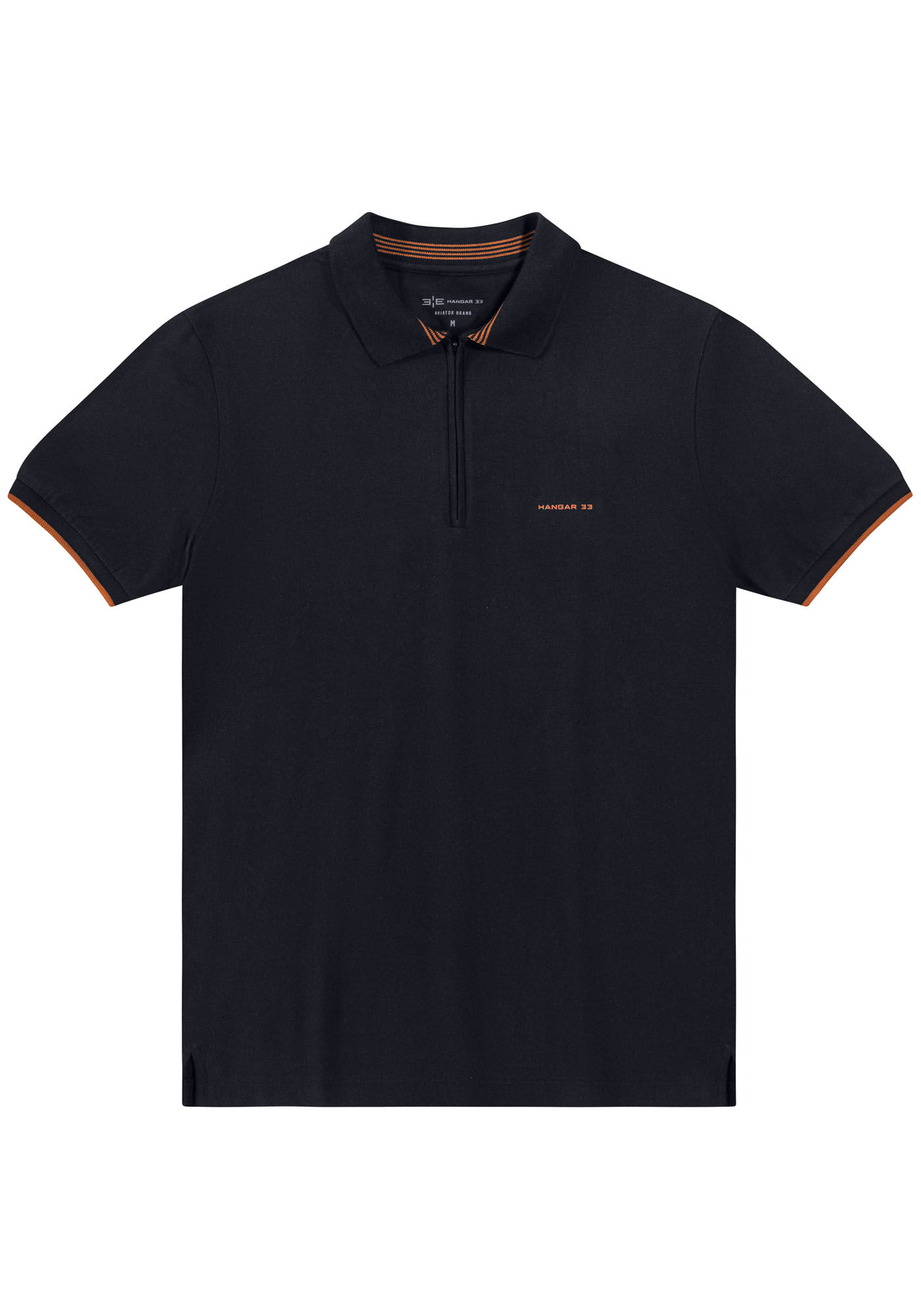 Camisa Polo Masculina em Malha com Z&iacute;per, PRETO REATIVO, large.