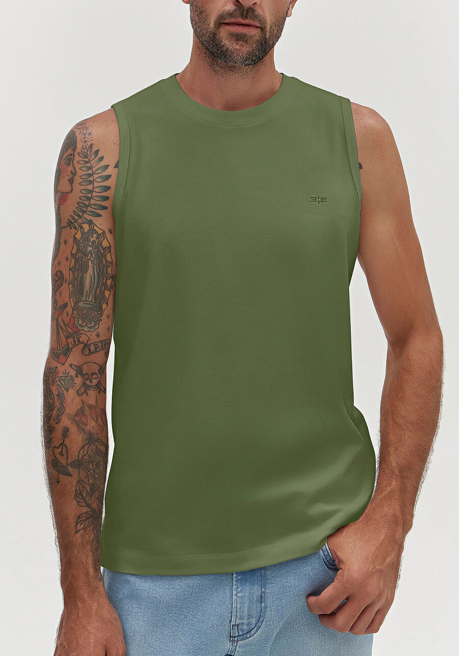 Regata Colors Em Meia Malha De Algodão Responsável, VERDE MOVIMENTO. Regata Colors Em Meia Malha De Algodão Responsável, VERDE MOVIMENTO, large.