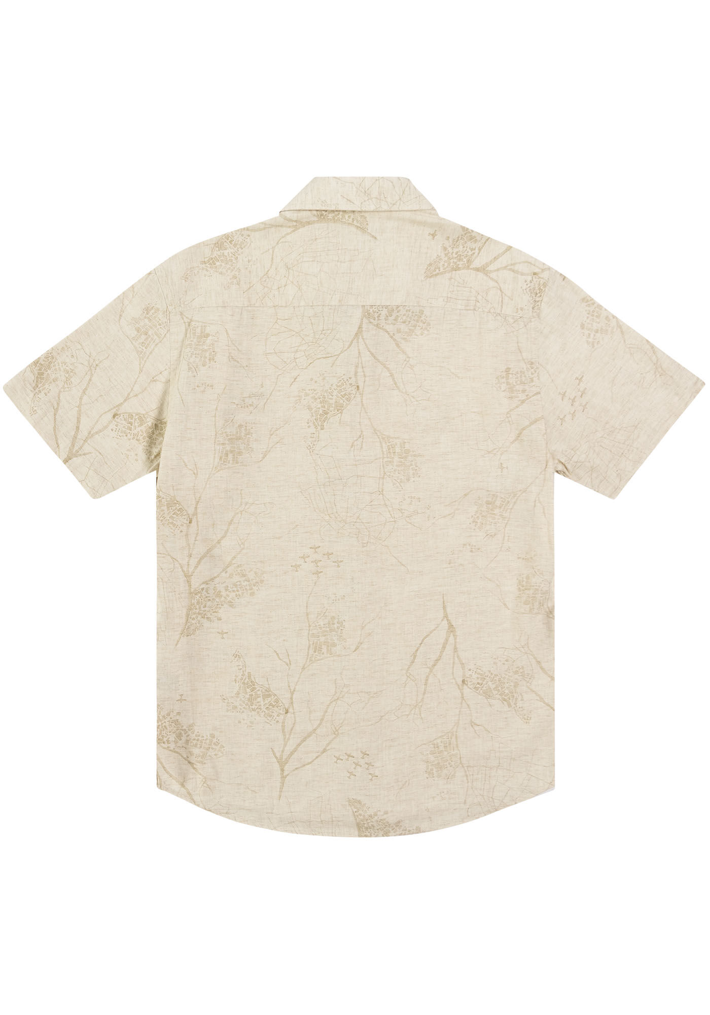 Camisa Manga Curta Masculina em Linho Estampada, GALHOS OFF, large.