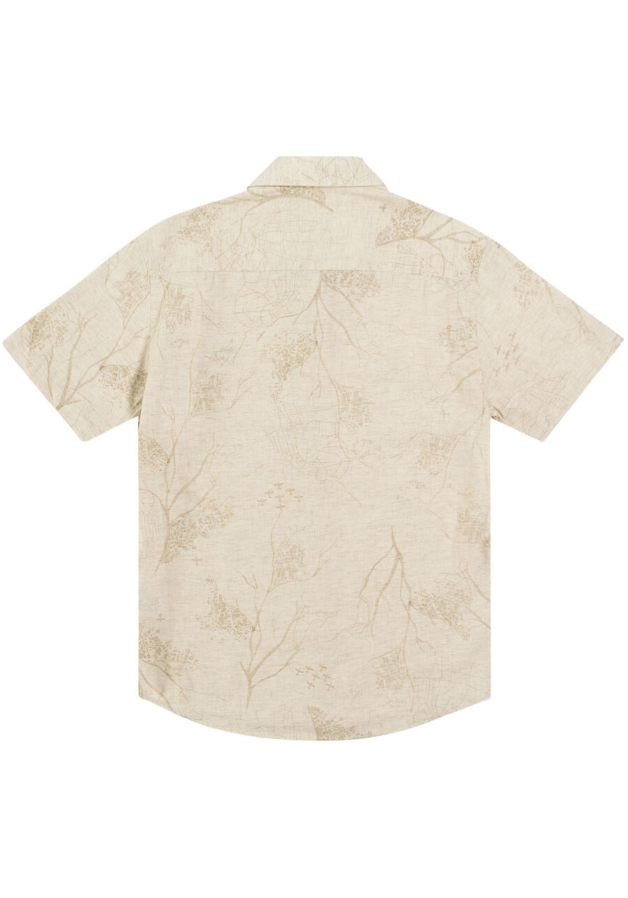 Camisa Manga Curta Masculina em Linho Estampada, GALHOS OFF. Camisa Manga Curta Masculina em Linho Estampada, GALHOS OFF, large.