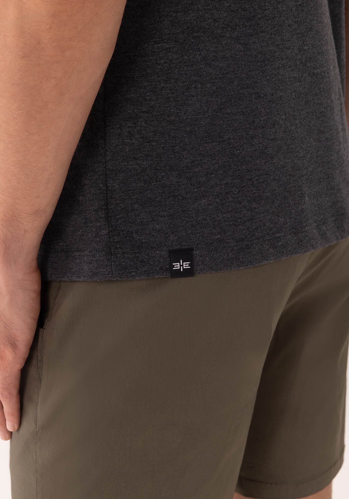 Camiseta Em Malha Mesclada Com Estampa Localizada, PRETO, large.