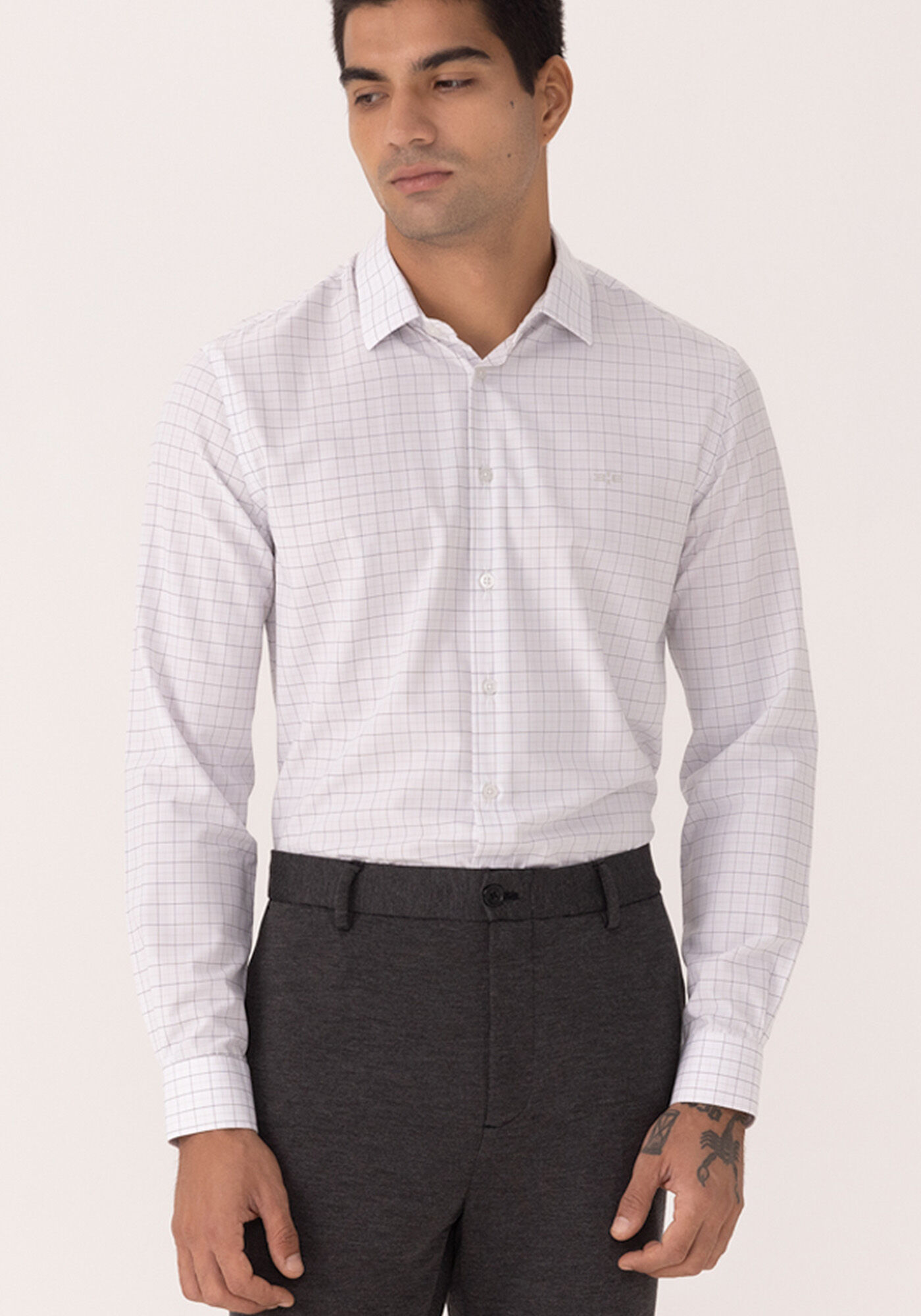 Camisa De Mangas Longas Em Tecido Com Fibras De Bambu, BRANCO, large.