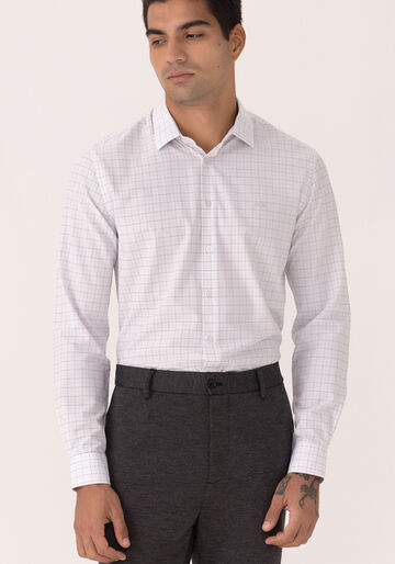 Camisa De Mangas Longas Em Tecido Com Fibras De Bambu, BRANCO. Camisa De Mangas Longas Em Tecido Com Fibras De Bambu, BRANCO, large.