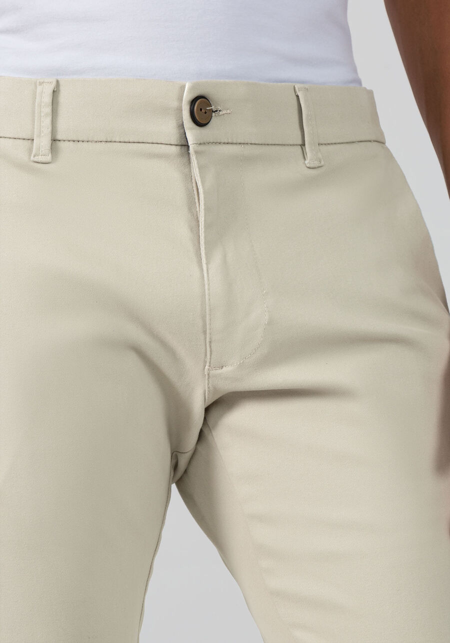 Calça Sarja Chino Slim Shirt Lock, BEGE GELO. Calça Sarja Chino Slim Shirt Lock, BEGE GELO, large.