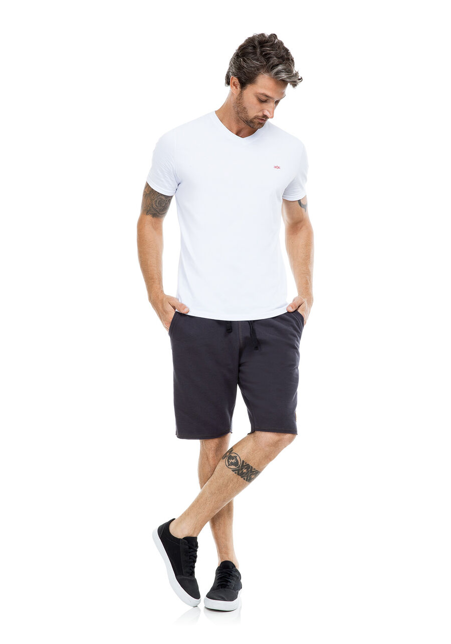 Bermuda Masculina em Moletom com Cadarço, CINZA NOTI. Bermuda Masculina em Moletom com Cadarço, CINZA NOTI, large.