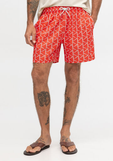 Shorts Masculino com Estampa Geométrica, LARANJA VIBRANTE. Shorts Masculino com Estampa Geométrica, LARANJA VIBRANTE, large.