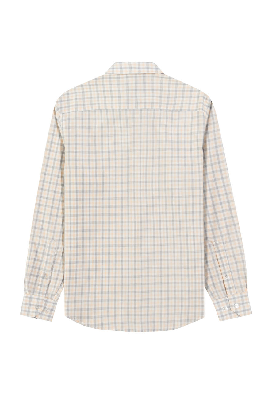 Camisa Masculina Slim Fit em Tricoline Xadrez, BRANCO/SALMAO. Camisa Masculina Slim Fit em Tricoline Xadrez, BRANCO/SALMAO, large.