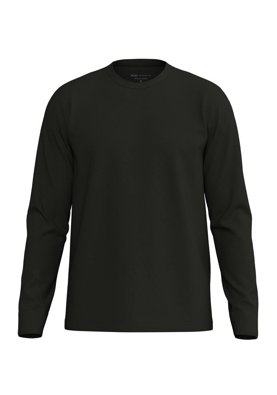 Camiseta De Mangas Longas Com Gola Redonda E Estampas, PRETO. Camiseta De Mangas Longas Com Gola Redonda E Estampas, PRETO, large.