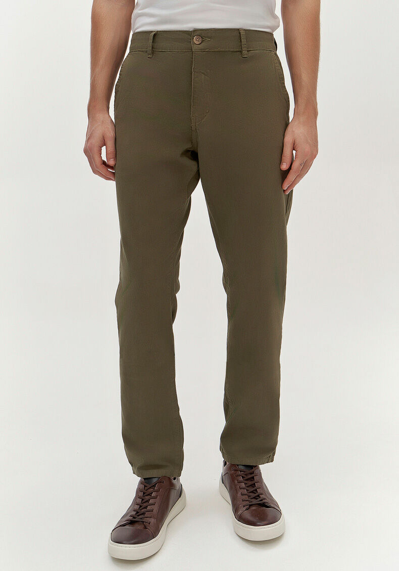 Cal&ccedil;a Slim Turbofan Em Sarja Com Elastano, VERDE GUS, large.