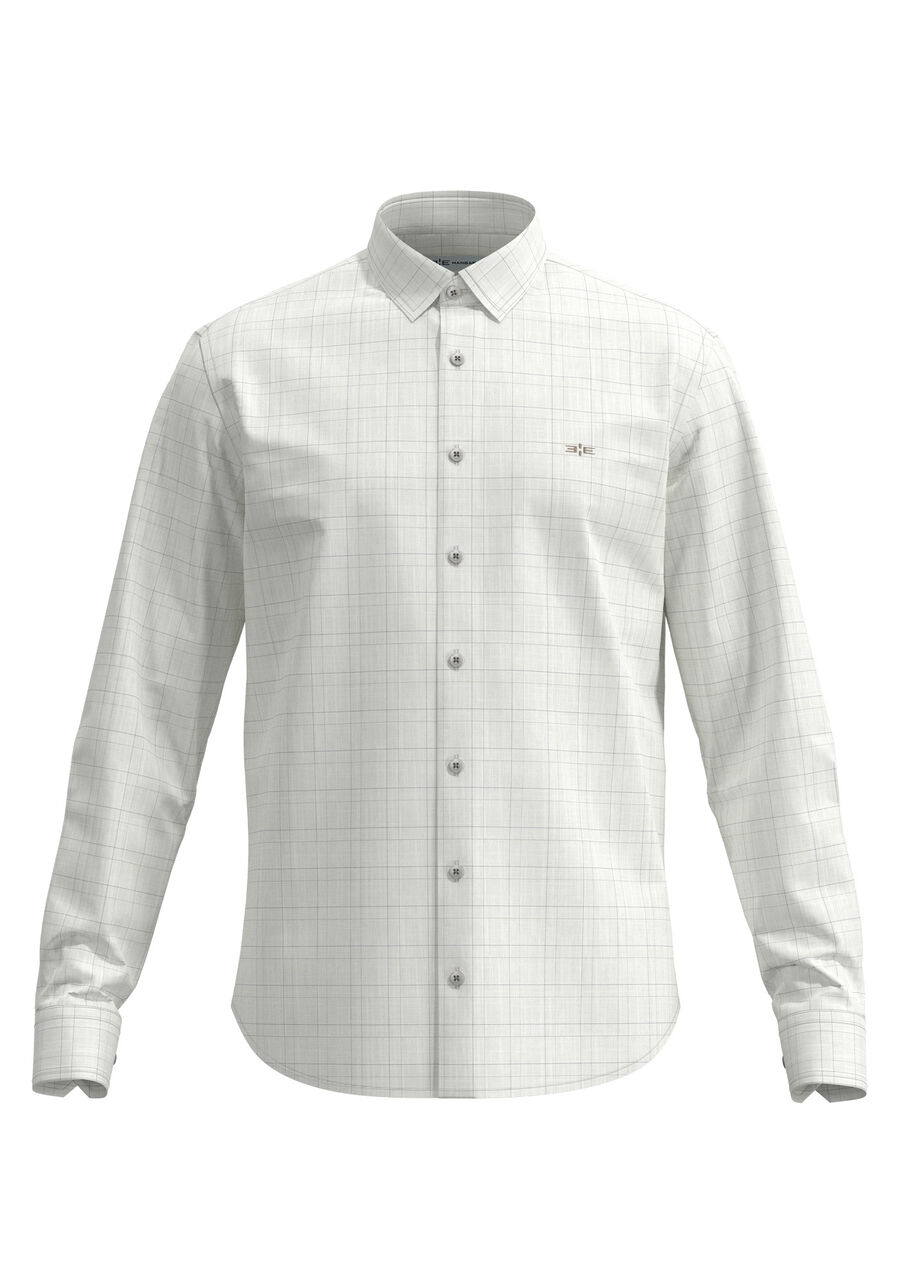 Camisa Slim Fit De Mangas Longas Em Tecido Responsável, OFF WHITE. Camisa Slim Fit De Mangas Longas Em Tecido Responsável, OFF WHITE, large.