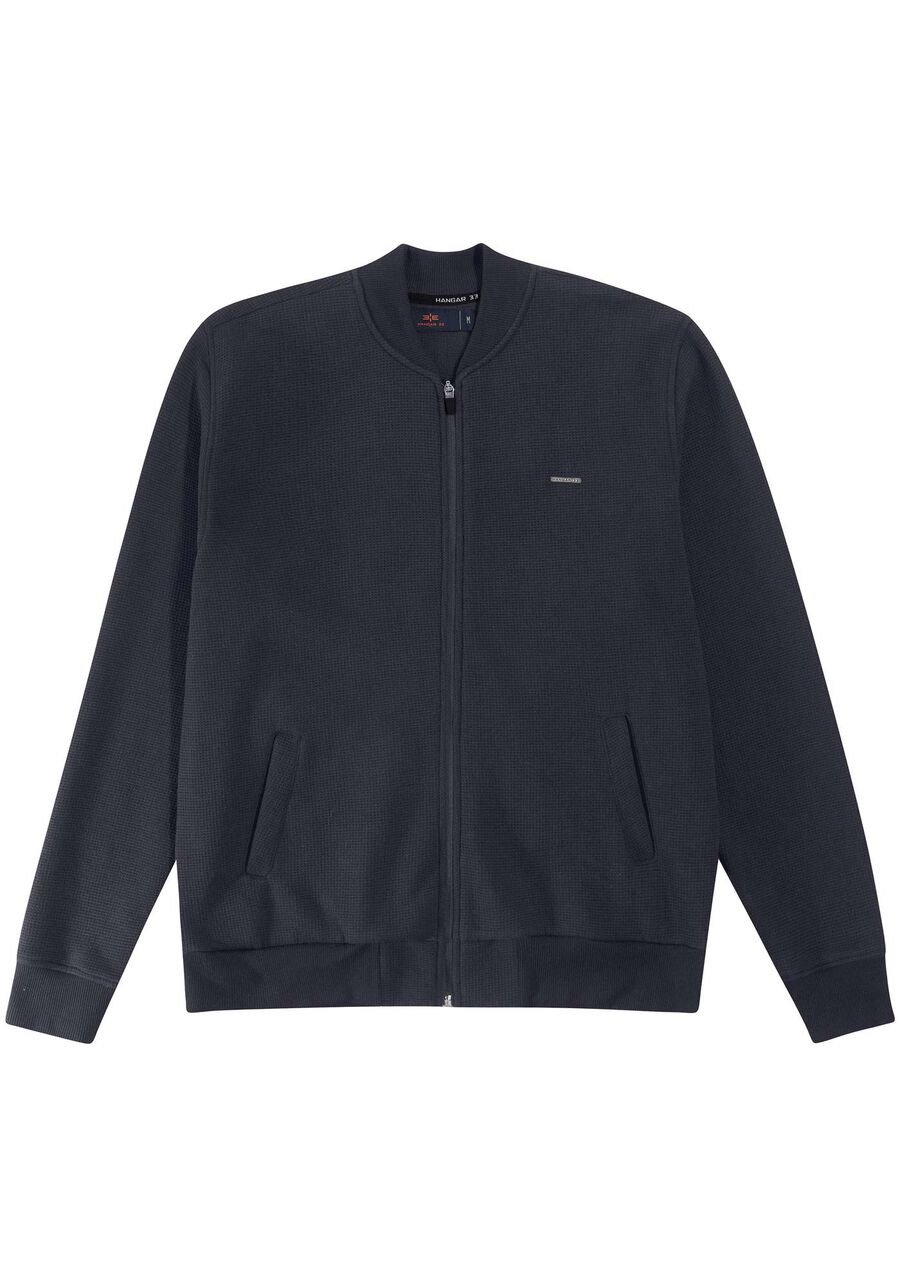 Jaqueta Bomber em Moletom com Bolsos, CINZA NOTI. Jaqueta Bomber em Moletom com Bolsos, CINZA NOTI, large.