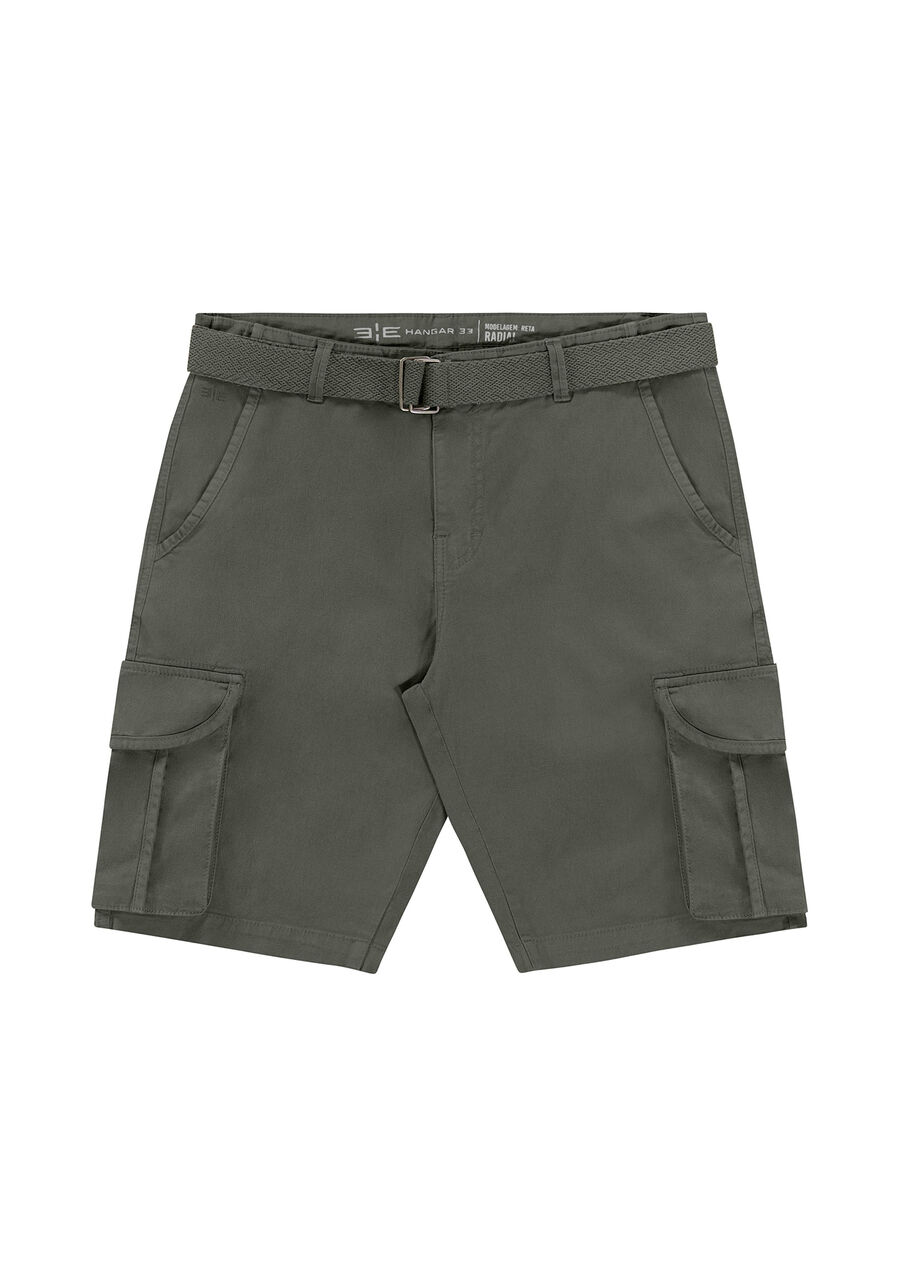 Bermuda Sarja Reta Cargo com Cinto, VERDE FURIA. Bermuda Sarja Reta Cargo com Cinto, VERDE FURIA, large.