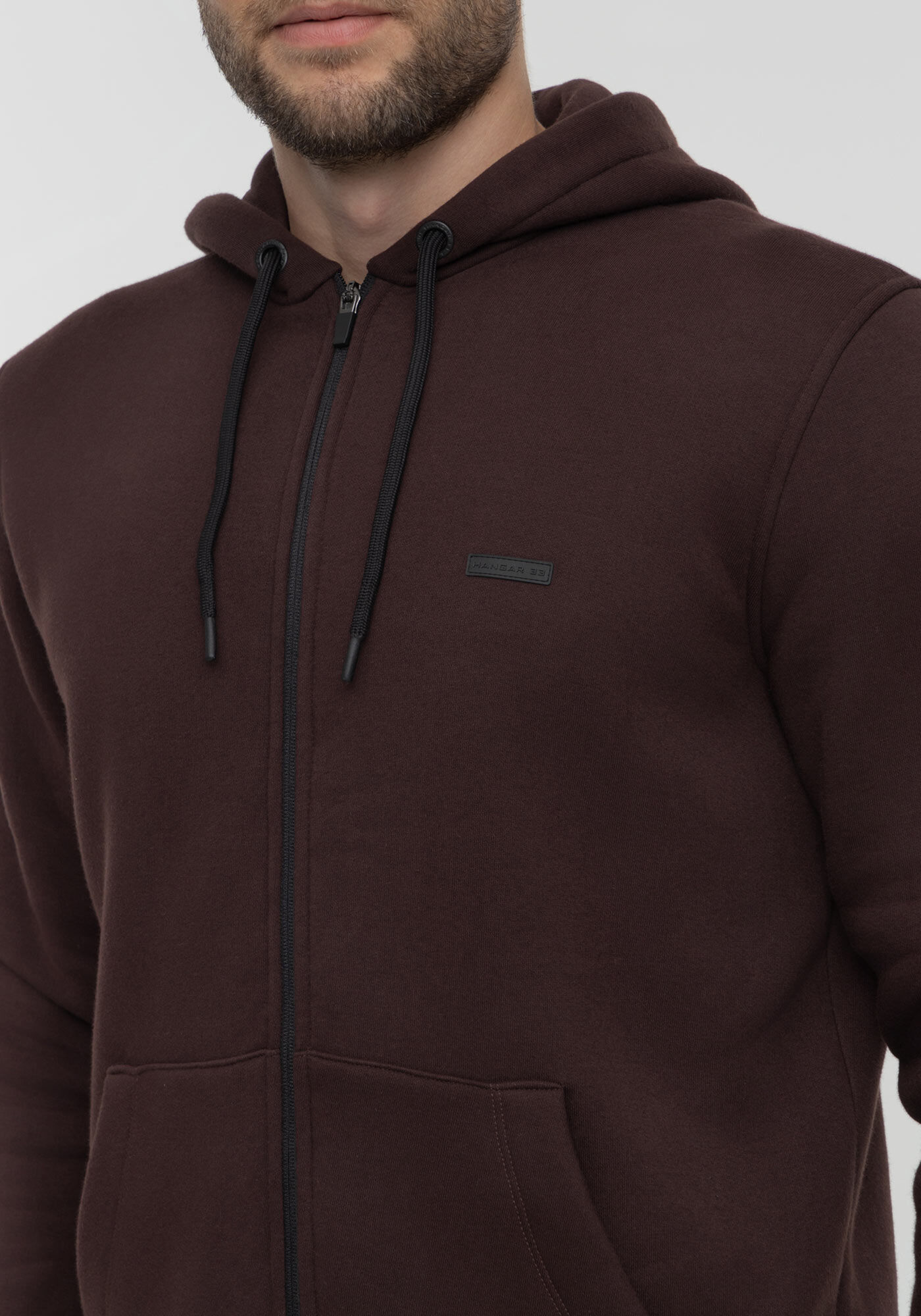 Jaqueta Com Z&iacute;per E Capuz Em Moletom Peluciado, MARROM EGGPLANT, large.