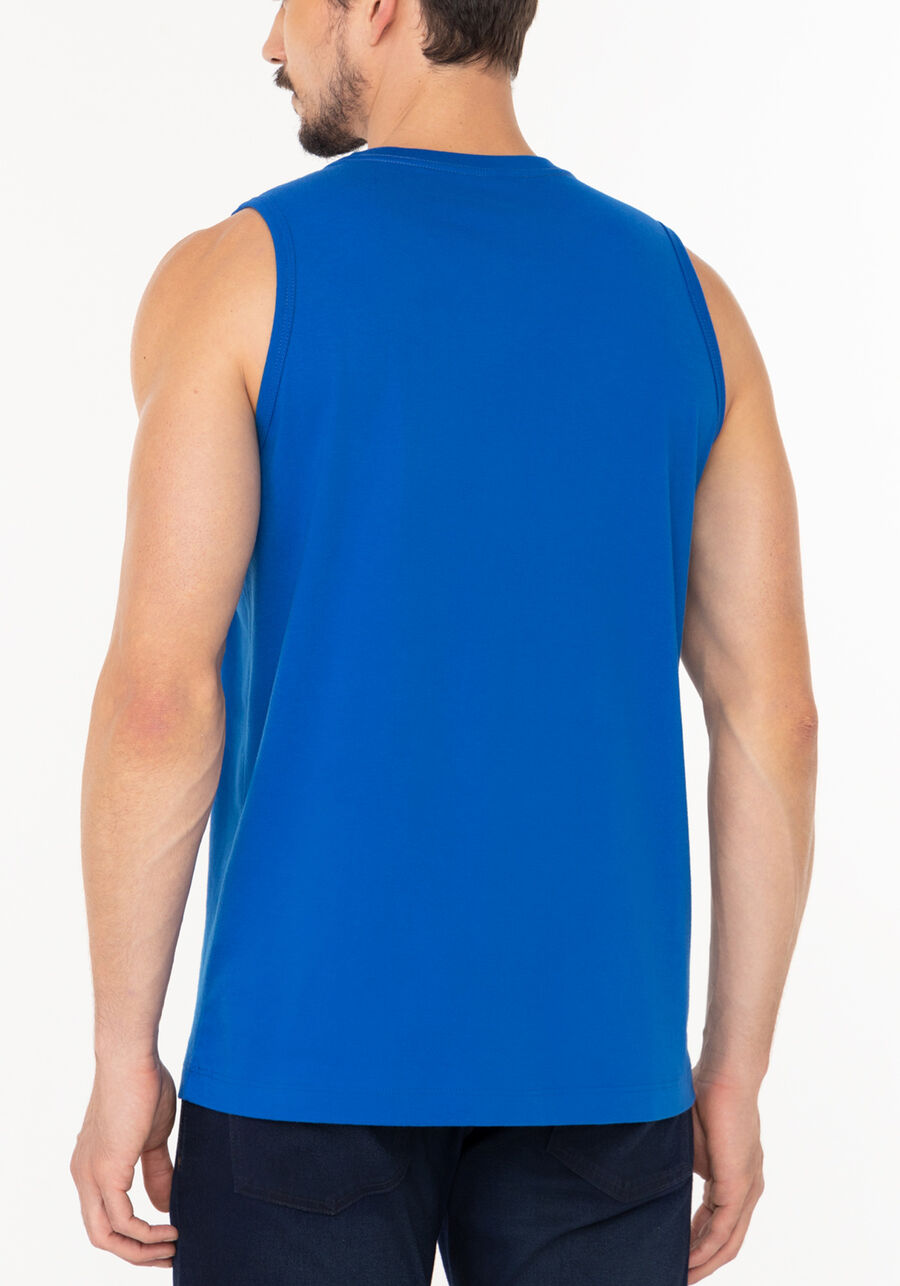 Regata Colors Em Meia Malha De Algodão Responsável, AZUL SPECTRUM. Regata Colors Em Meia Malha De Algodão Responsável, AZUL SPECTRUM, large.