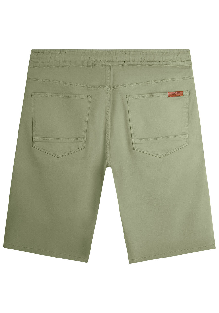 Bermuda Jogging Com Bolsos Em Sarja Denim Malha, VERDE CORAL. Bermuda Jogging Com Bolsos Em Sarja Denim Malha, VERDE CORAL, large.