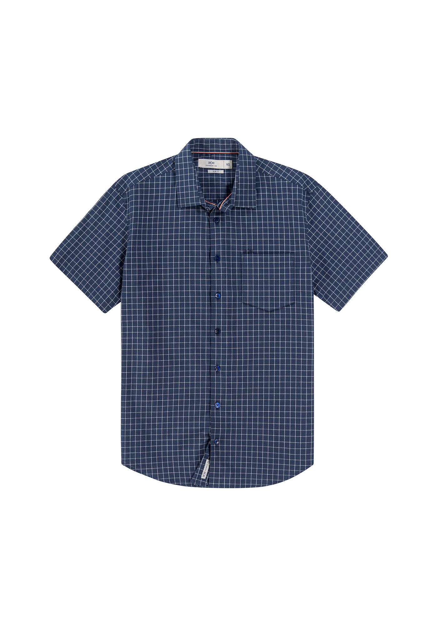 Camisa Masculina Slim Fit  em Tricoline Stretch, MARINHO, large.