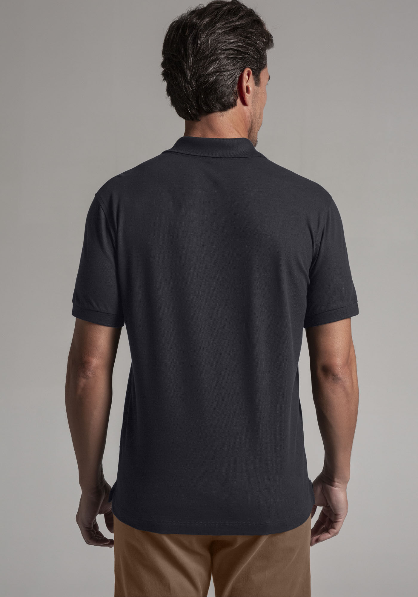 Camisa Polo Masculina em Malha Suedine Premium, PRETO REATIVO, large.