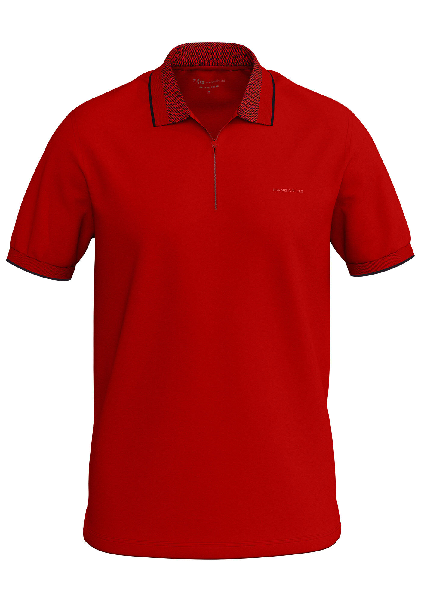 Camisa Polo Masculina com Z&iacute;per Gola, VERMELHO NATTY, large.