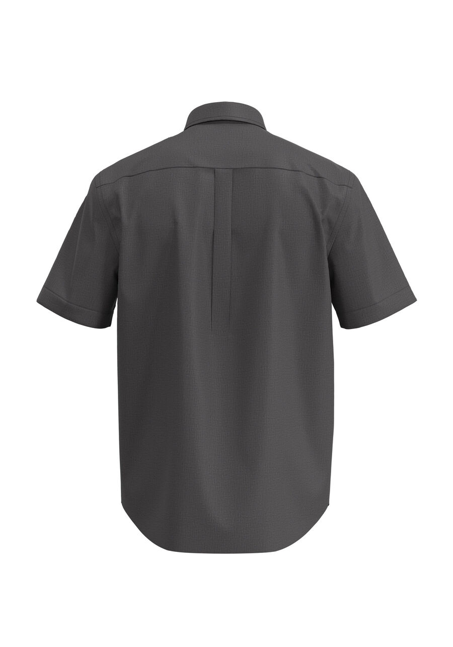 Camisa Comfort De Mangas Curtas Em Tecido De Algodão, PRETO. Camisa Comfort De Mangas Curtas Em Tecido De Algodão, PRETO, large.