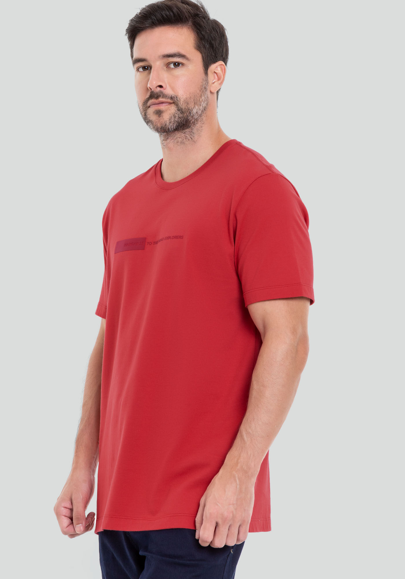 Camiseta Masculina em Malha com Estampa Relevo, VERMELHO POMME, large.
