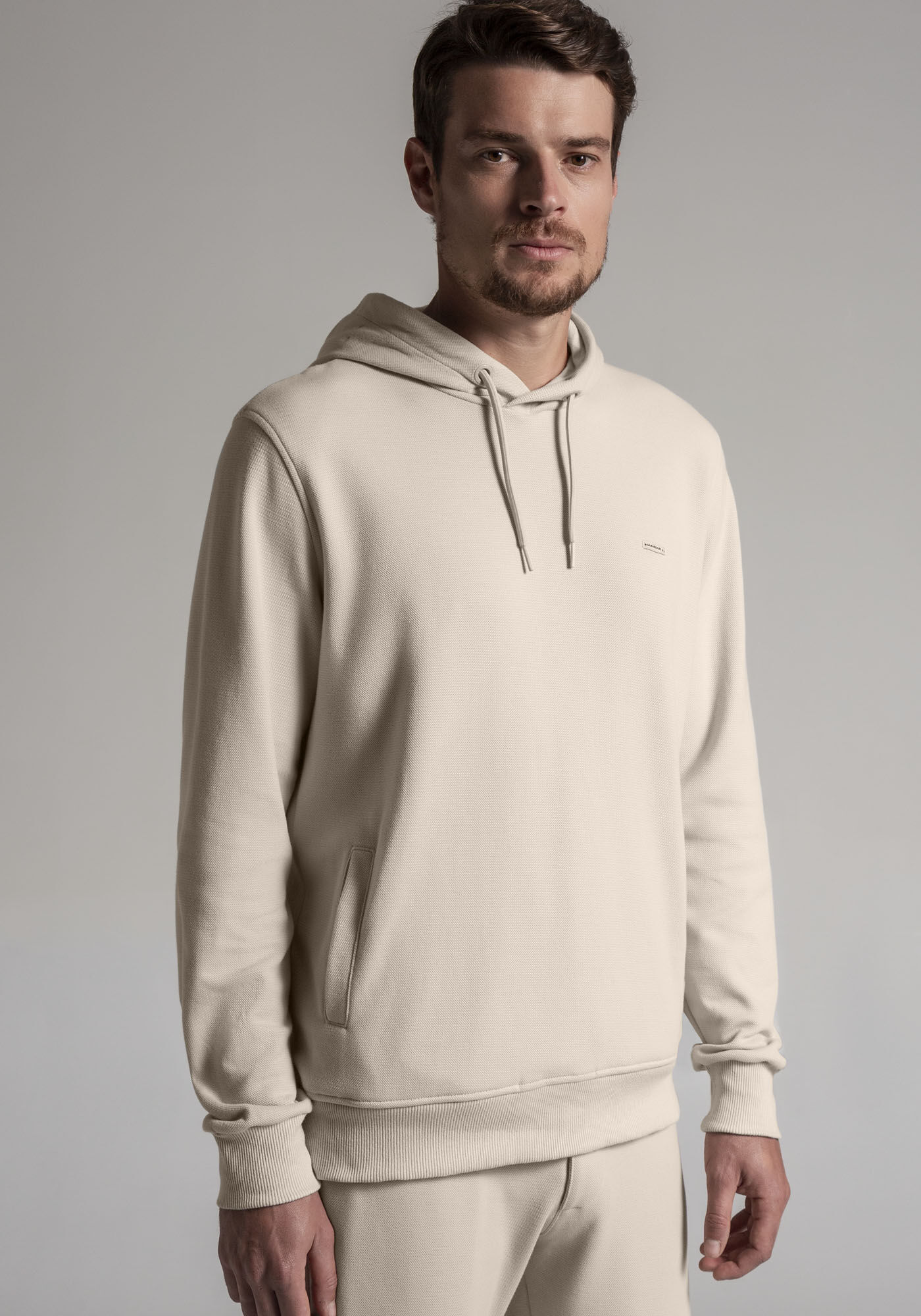 Blus&atilde;o Masculino em Moletom com Bolsos Embutidos, BEGE SYSTEM, large.