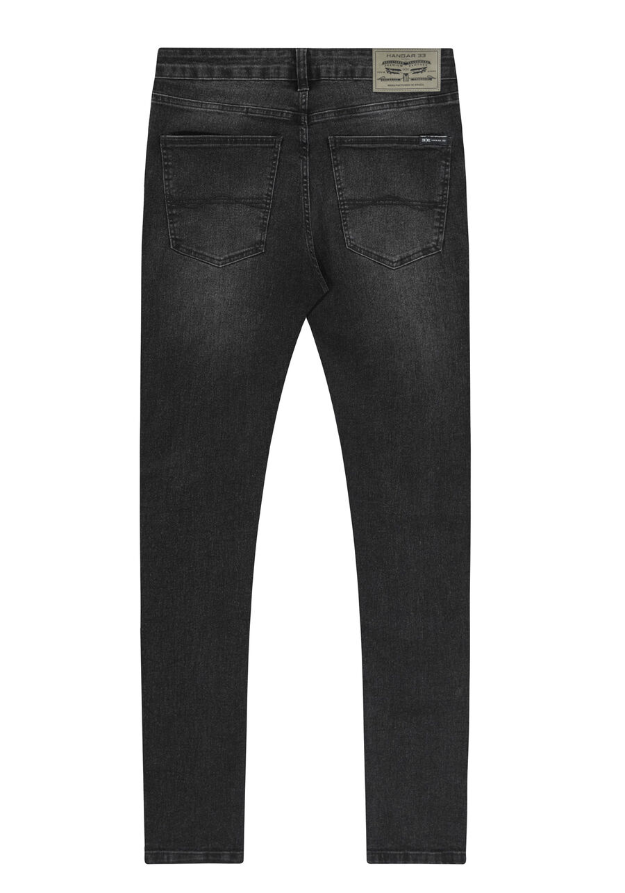 Calça Jeans Masculina Skinny Estonada, PRETO REATIVO, large.