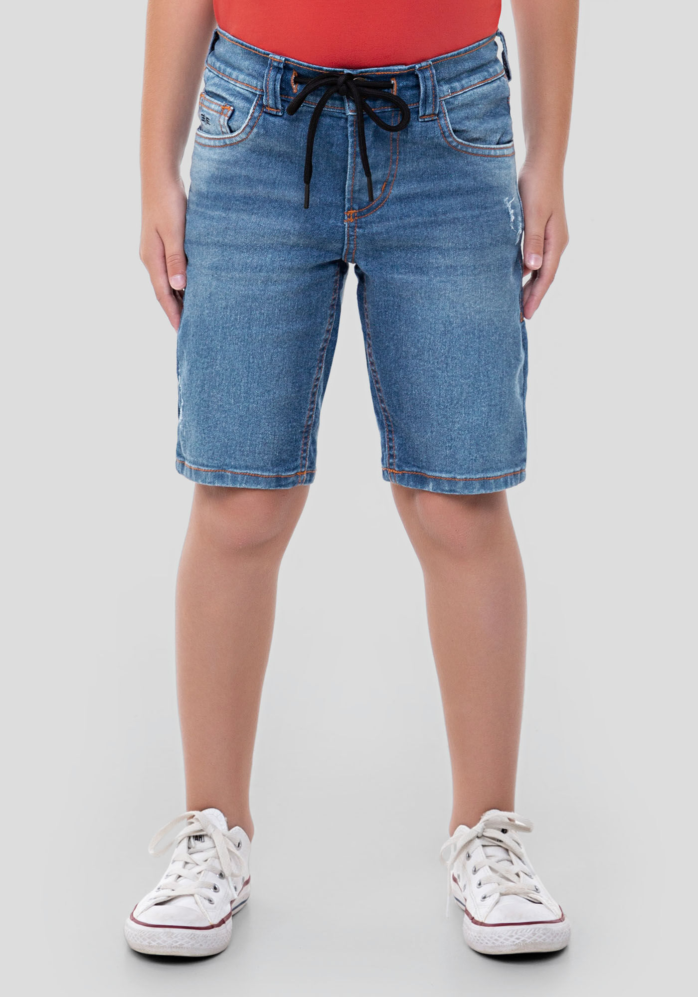 Short jeans com cadarço sales