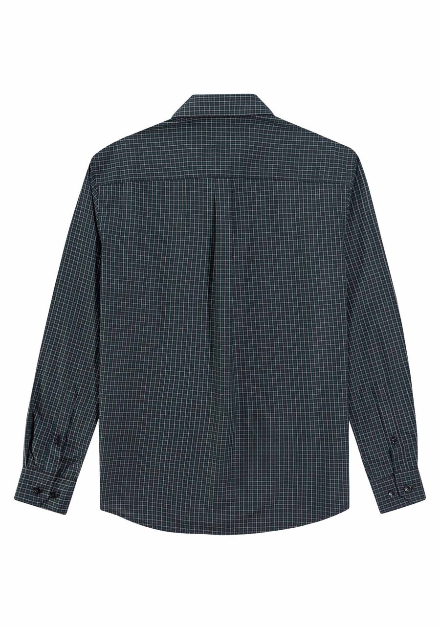 Camisa Masculina Comfort em Tricoline Manga Longa, PRETO, large.