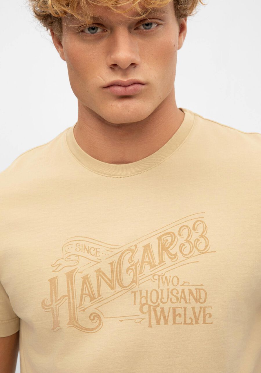 Camiseta Masculina em Malha Estampada, BEGE SERGE. Camiseta Masculina em Malha Estampada, BEGE SERGE, large.