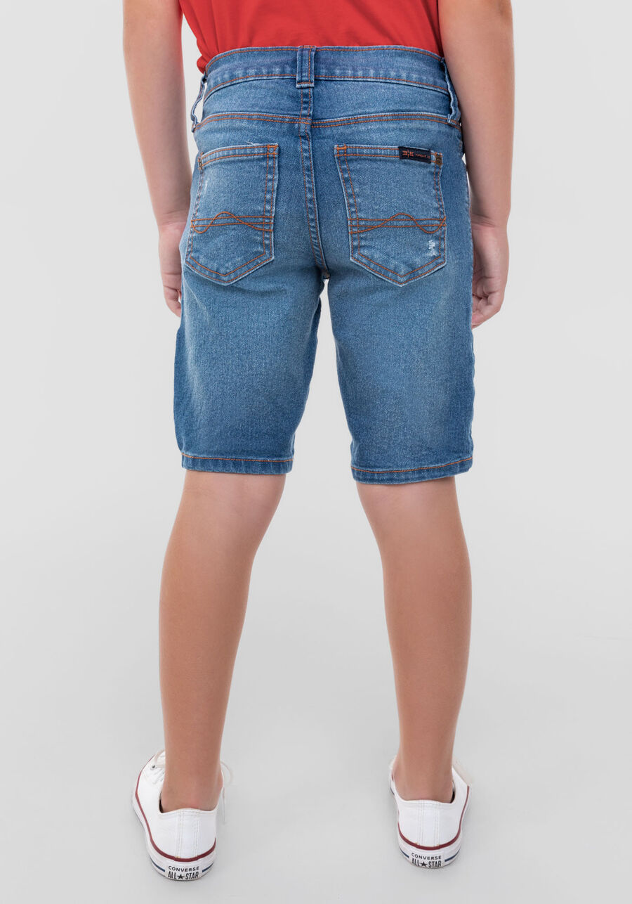 Bermuda Jeans Infantil Reta com Cadarço, JEANS, large.