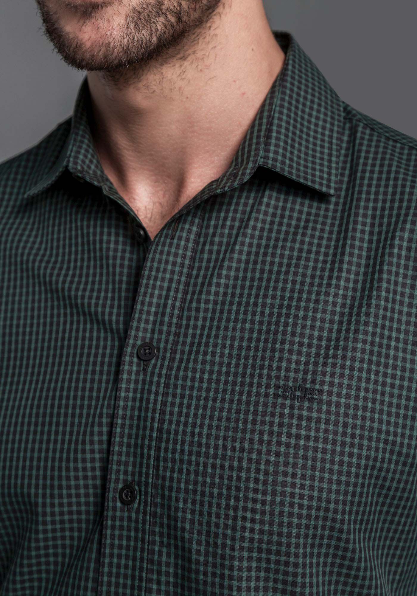 Camisa Masculina Slim Fit em Tricoline, VERDE ARABESQUE, large.