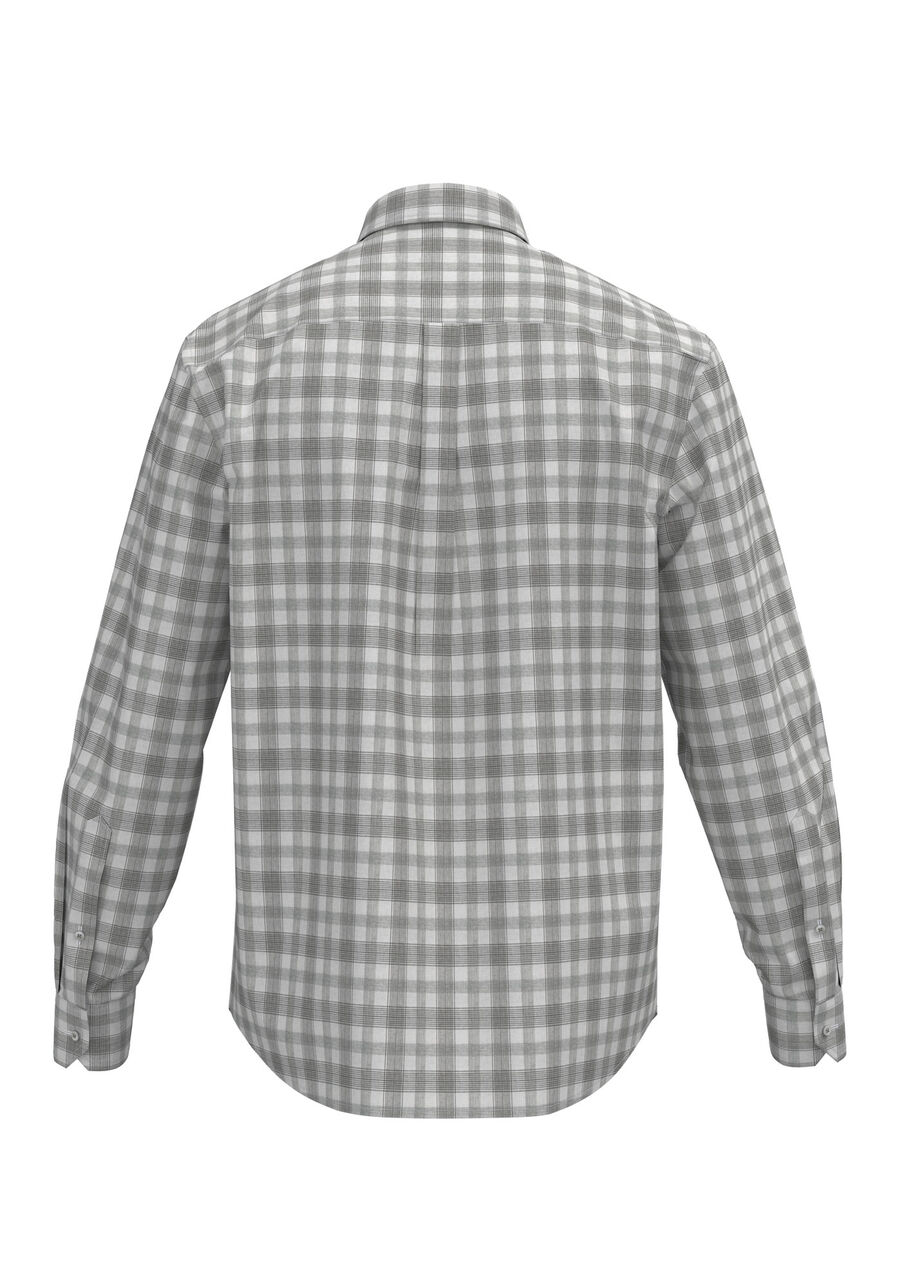 Camisa Masculina De Mangas Longas Xadrez Em Tecido Plano, BRANCO. Camisa Masculina De Mangas Longas Xadrez Em Tecido Plano, BRANCO, large.