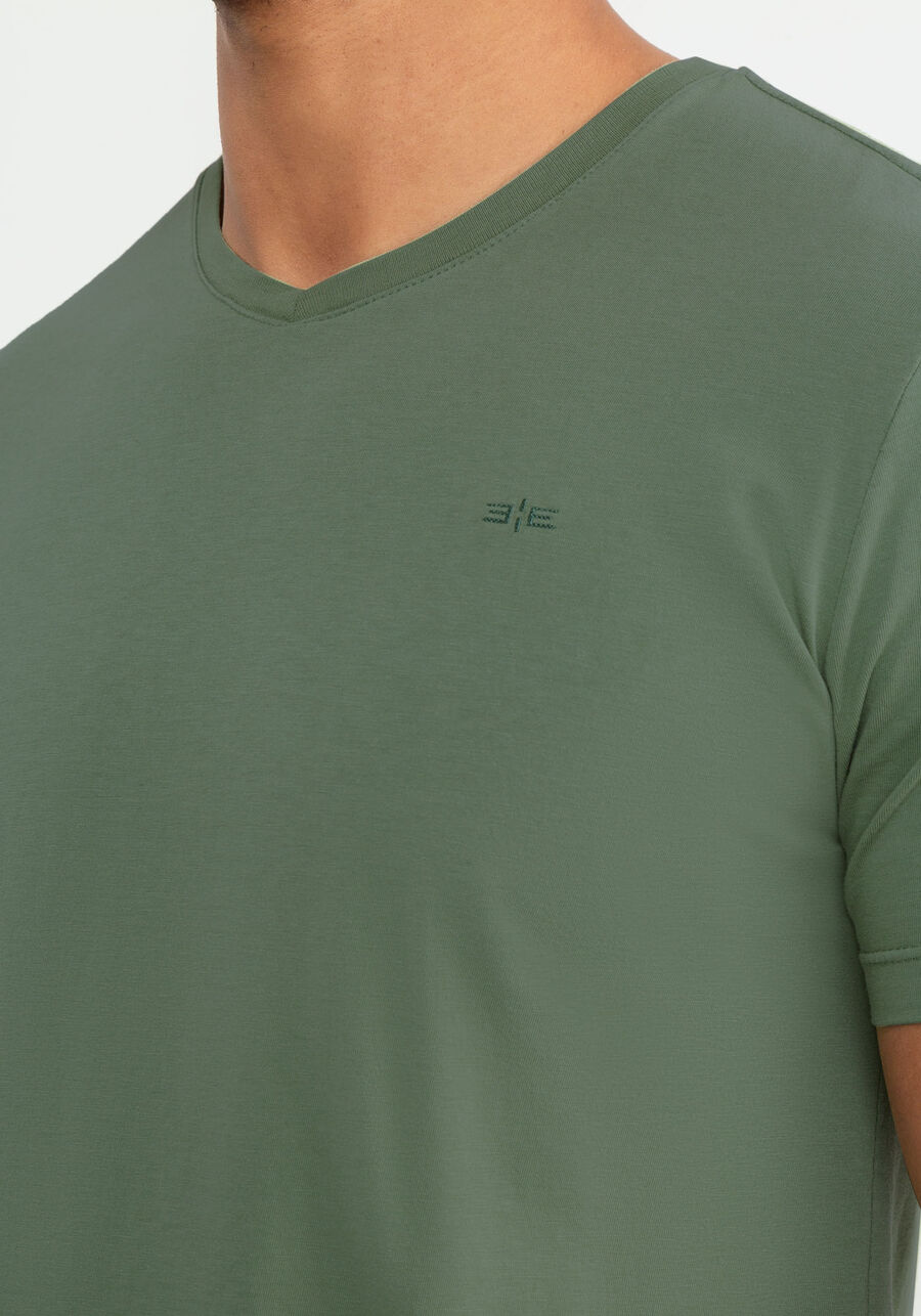 Camiseta Masculina em Malha com Decote V, 3529 VERDE, large.