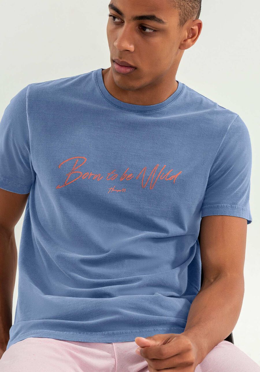 Camiseta Masculina  Marmorizada com Estampa, MARINHO ACTION. Camiseta Masculina  Marmorizada com Estampa, MARINHO ACTION, large.