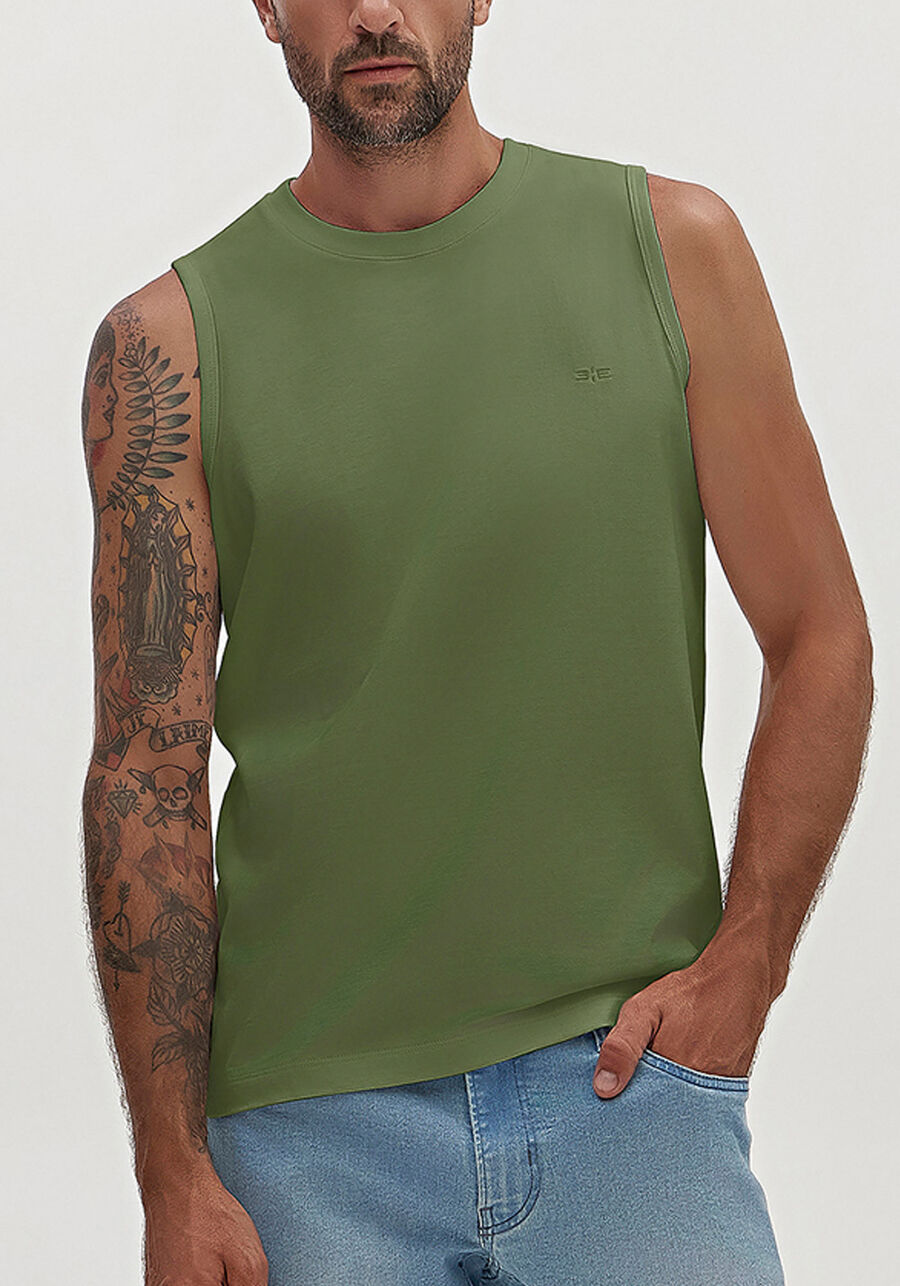 Regata Colors Em Meia Malha De Algodão Responsável, VERDE MOVIMENTO. Regata Colors Em Meia Malha De Algodão Responsável, VERDE MOVIMENTO, large.