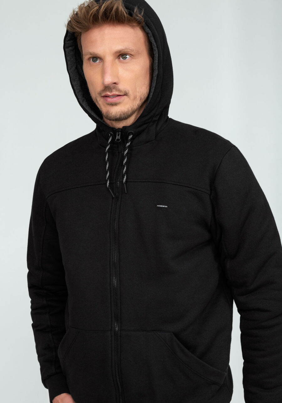 Jaqueta em Moletom com Forro Térmico Tal Pai Tal Filho, PRETO REATIVO. Jaqueta em Moletom com Forro Térmico Tal Pai Tal Filho, PRETO REATIVO, large.