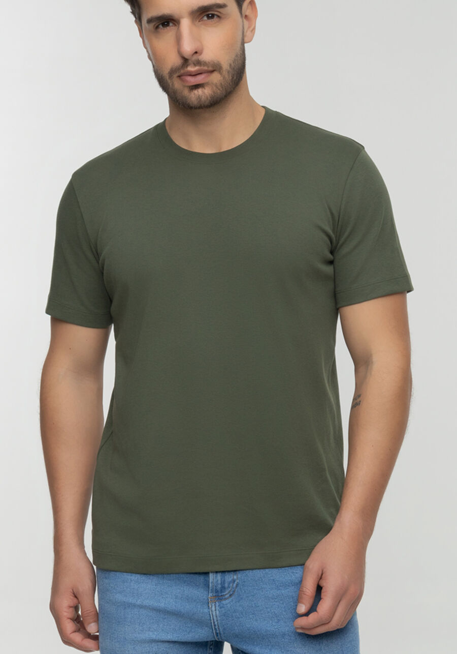 Camiseta De Mangas Curtas Em Malha Premium, VERDE HEIR. Camiseta De Mangas Curtas Em Malha Premium, VERDE HEIR, large.