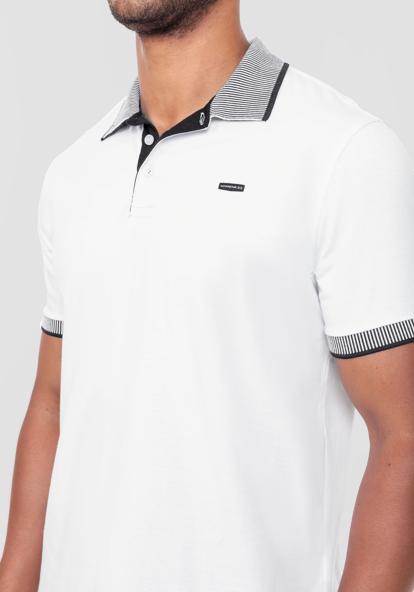Camisa Polo Masculina com Retil&iacute;nea Contraste, BRANCO, large.