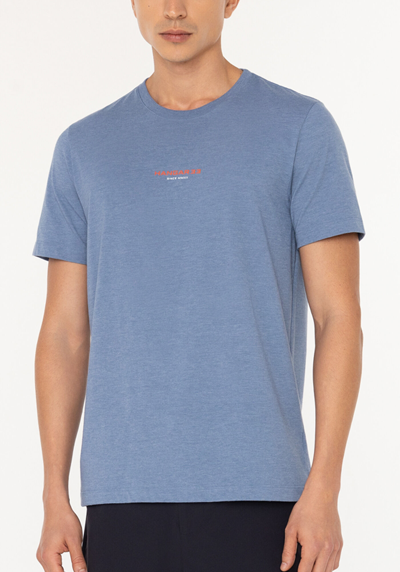 Camiseta Com Estampa E Mangas Curtas Em Malha Mesclada, MARINHO CRISTAL, large.