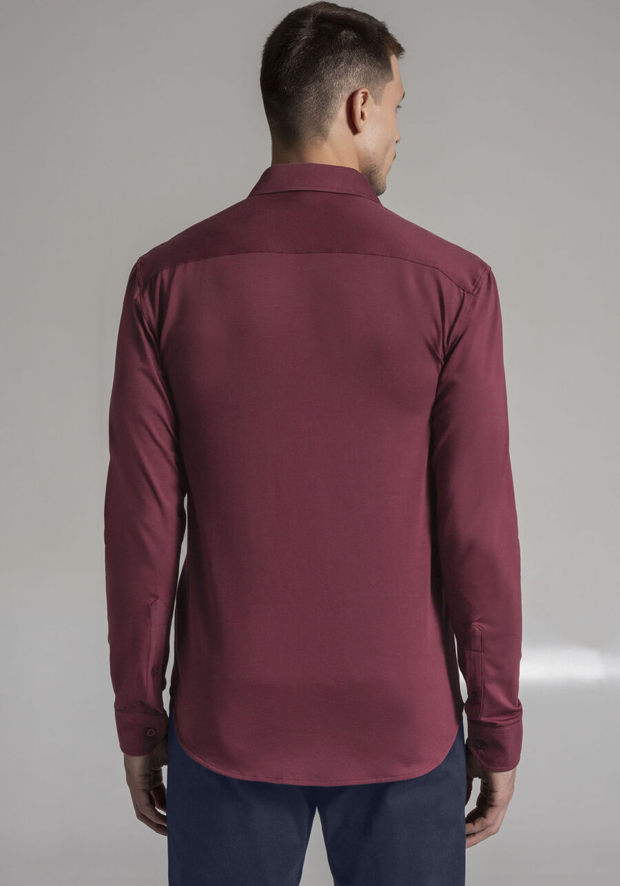 Camisa De Mangas Longas Em Malha Pima Slim Fit Masculina, BORDO WITCH. Camisa De Mangas Longas Em Malha Pima Slim Fit Masculina, BORDO WITCH, large.