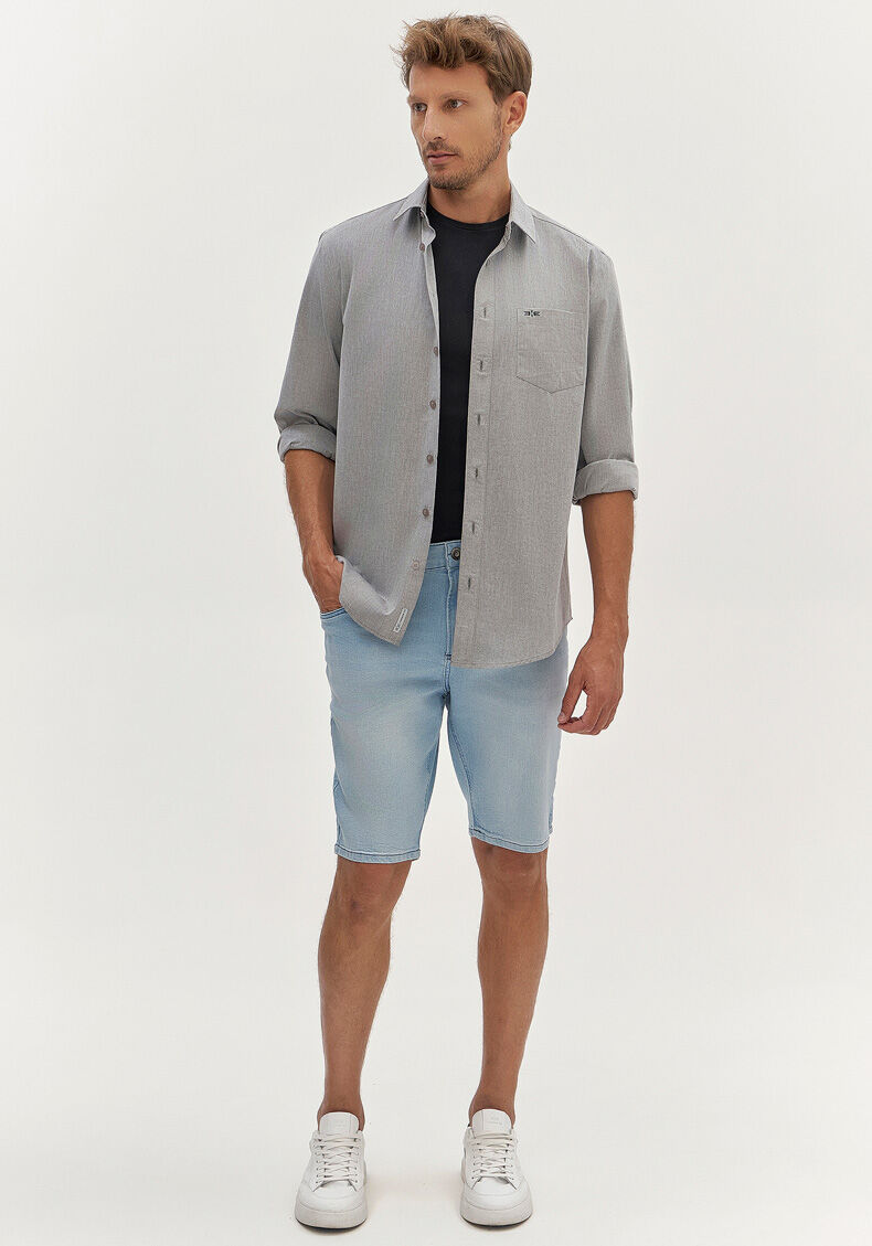 Bermuda Jeans Masculina Reta Clara Estonada Hangar 33