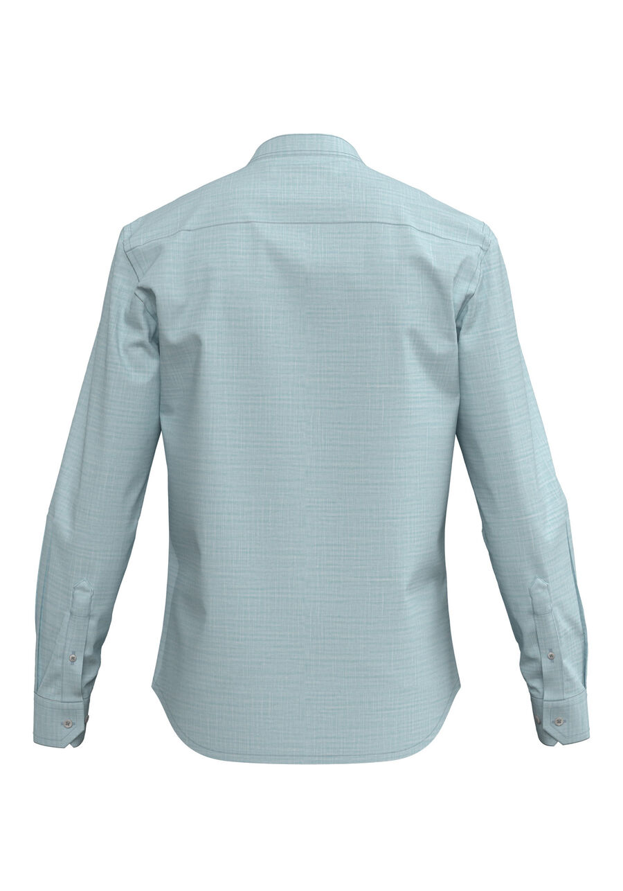 Camisa Slim Fit Com Gola Padre E Mangas Longas, AZUL BORA BORA. Camisa Slim Fit Com Gola Padre E Mangas Longas, AZUL BORA BORA, large.